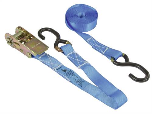 Ratschenzurrgurt 2-tlg. 25mm / 4m 400/800kg, PVC besch. S-Haken, blau