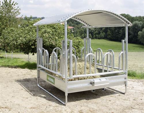 Viereckraufe mit Palisaden- freßgitter 2 x 2m