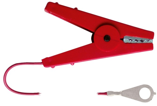 Zaunkabel m. Klemme, rot Kabellänge 100 cm, mit M8-Öse