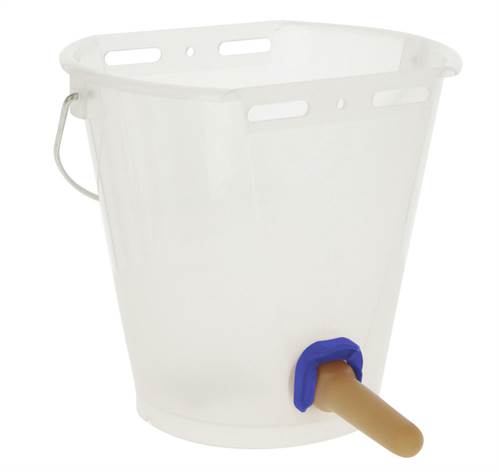 Tränkeeimer weiß transp. mit FixClip neu + Naturkautschuks.