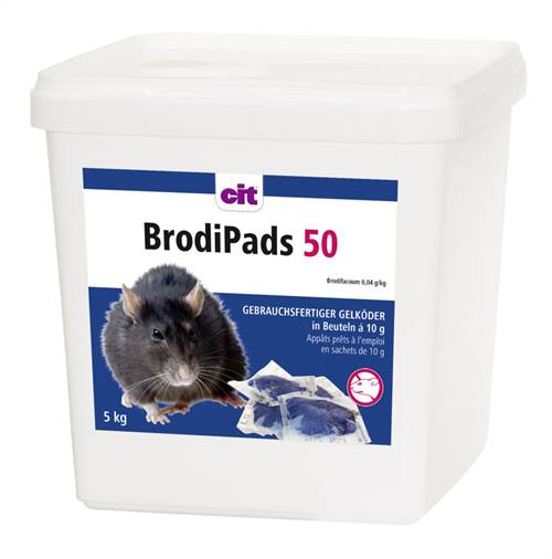 Rattenköder BrodiPads 40, 5kg Pastenköder 10gr, Brodifacoum