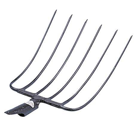 Silo- u. Laubgabel m. Federd. 6 Zinken 43 x 40cm o. Stiel